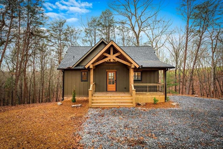 Front exterior of a new home in , Blue Ridge, GA, highlighting curb appeal (Image 1). Front exterior of a new home in , Blue Ridge, GA, highlighting curb appeal (Image 1).
