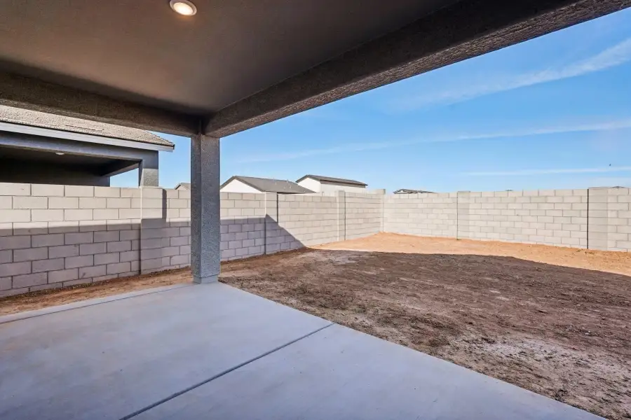Covered patio. Finishes and options may vary.
