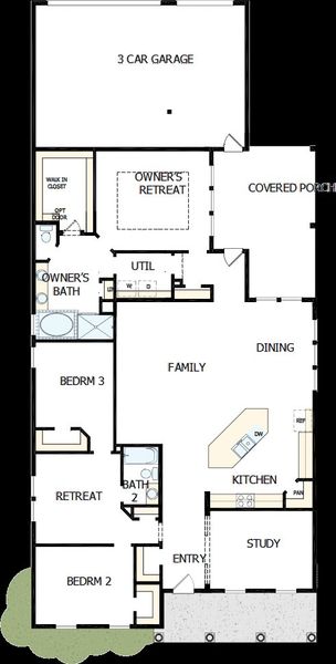 2D floor plan layout of this home in Riceland - Enclave Row Collection, Mont Belvieu, TX (Image 5).