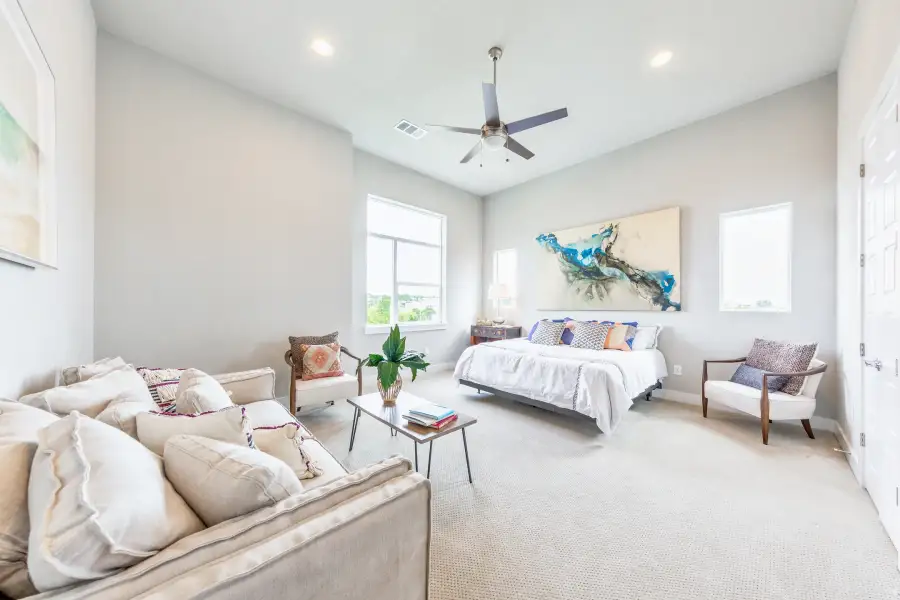 Furnished interior view inside a new home in The Brownstones at East Quarter, Dallas (Image 26).