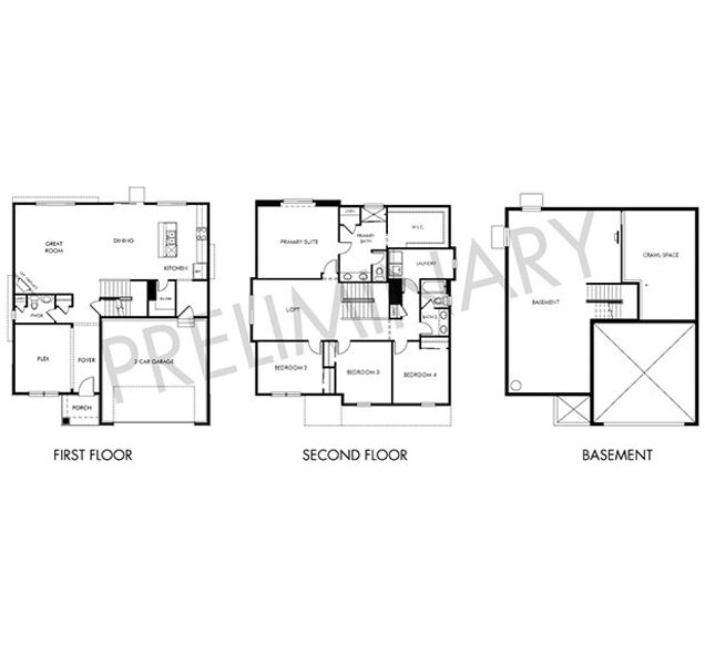 2D floor plan layout of this home in Buffalo Highlands: The Canyon Collection, Commerce City, CO (Image 3).