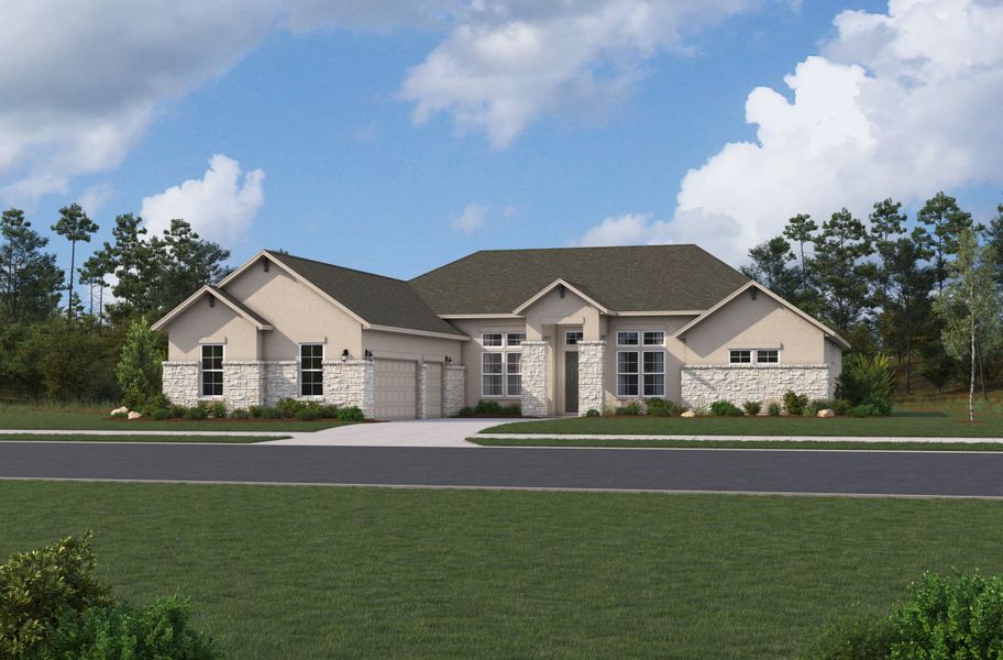 Representative exterior photo of a completed home built from the Campania by Beazer Homes in Highland Estates, San Antonio, TX (Image 1). Representative exterior photo of a completed home built from the Campania by Beazer Homes in Highland Estates, San Antonio, TX (Image 1).