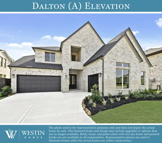 Representative exterior photo of a completed home built from the The Dalton by Westin Homes in Elyson - 60', Katy, TX (Image 1). Representative exterior photo of a completed home built from the The Dalton by Westin Homes in Elyson - 60', Katy, TX (Image 1).