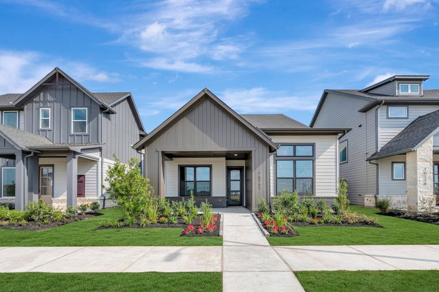 Front exterior of a new home in Jubilee - Grove Row Collection, Hockley, TX, highlighting curb appeal (Image 28).