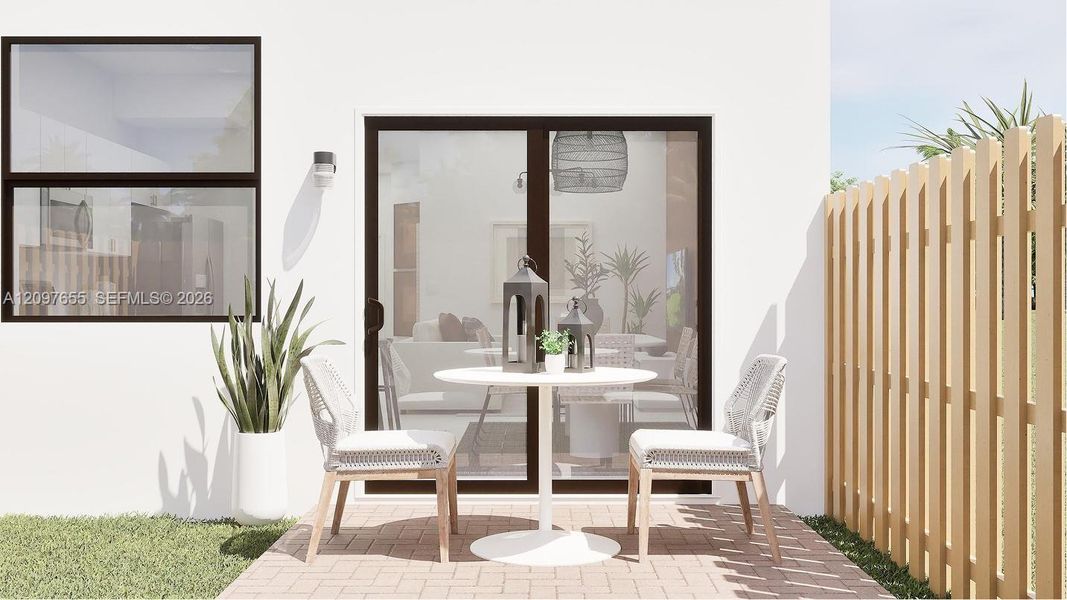 Exterior details and patio area of a home in Pineland Crest, Miami (Image 3).