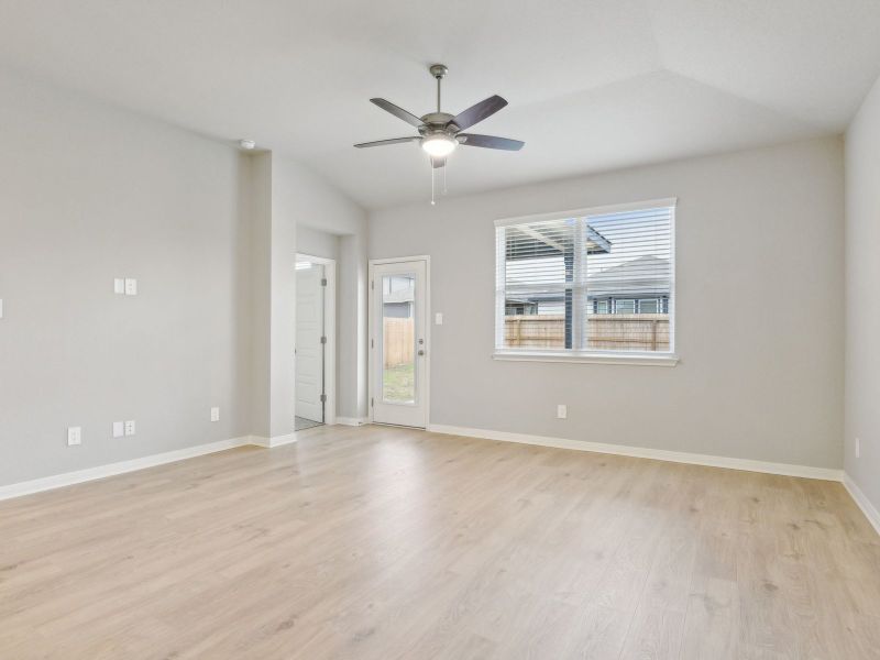 Living room in the San Jacinto floorplan at a Meritage Homes community.