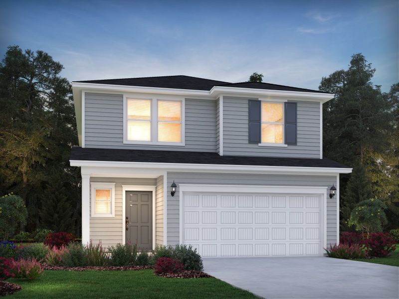 Representative exterior photo of a completed home built from the Paisley by Meritage Homes in Creek Ridge - Heritage Collection, Spartanburg, SC (Image 1). Representative exterior photo of a completed home built from the Paisley by Meritage Homes in Creek Ridge - Heritage Collection, Spartanburg, SC (Image 1).