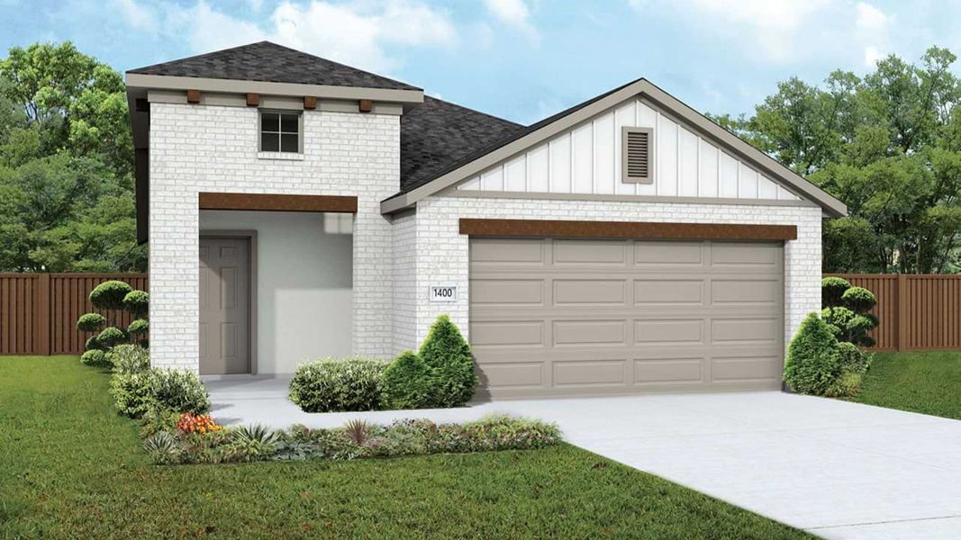 Representative exterior photo of a completed home built from the Compass by DRB Homes in Westridge Journey, McKinney, TX (Image 6).