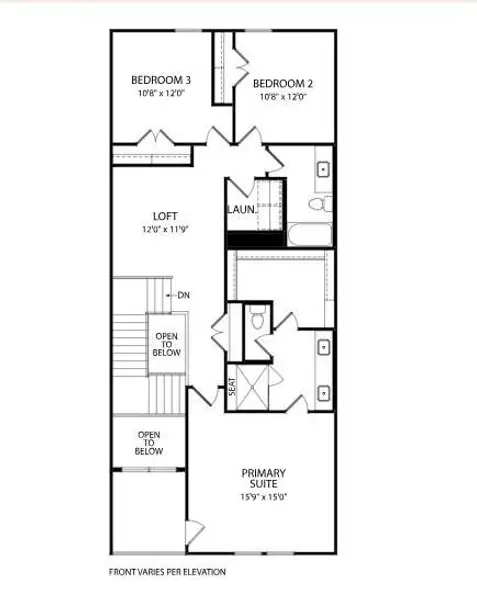 2D floor plan layout of this home in Mosaic Townhomes, Celina, TX (Image 4).
