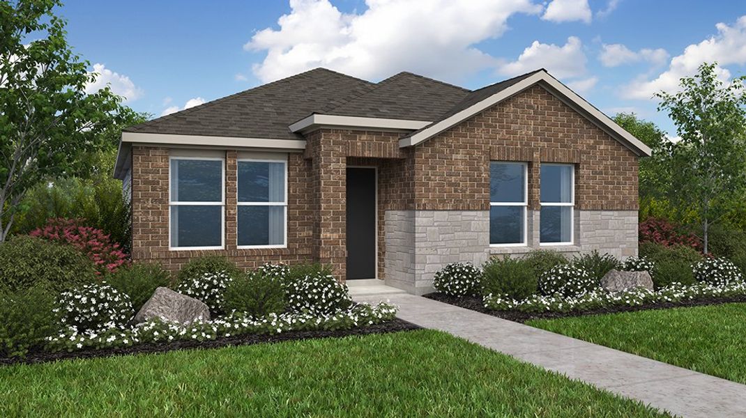 Representative exterior photo of a completed home built from the Capercaillie by Taylor Morrison in Emory Crossing 40s, Hutto, TX (Image 3). Representative exterior photo of a completed home built from the Capercaillie by Taylor Morrison in Emory Crossing 40s, Hutto, TX (Image 3).