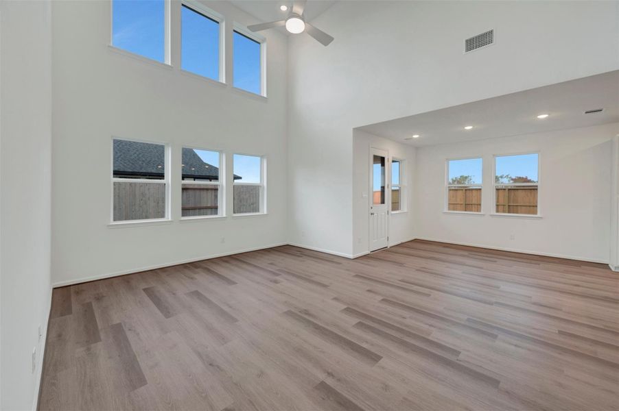 Open great room and dining area Open great room and dining area