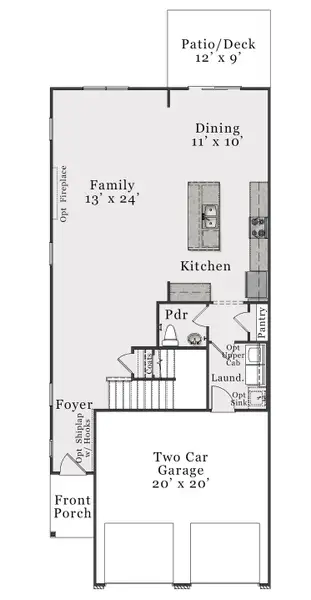 2D floor plan layout for the Bowen by McKee Homes in Bedford, Raeford, NC (Image 5).