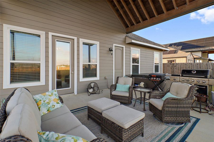 Exterior details and patio area of a home in , Baytown (Image 3).