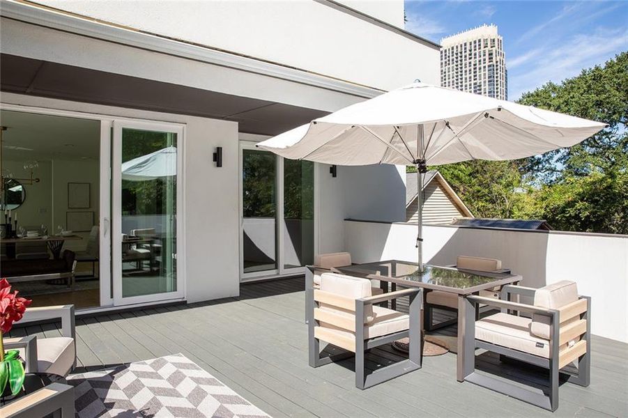 Exterior details and patio area of a home in , Atlanta (Image 2). Exterior details and patio area of a home in , Atlanta (Image 2).