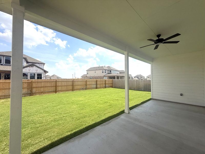Exterior details and patio area of a home in The Grove at Blackhawk, Pflugerville (Image 3).