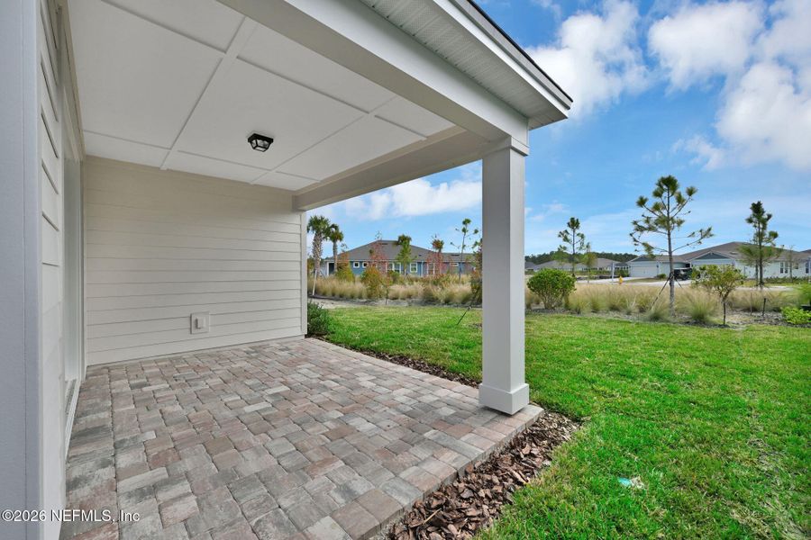 Exterior details and patio area of a home in Del Webb Wildlight, Yulee (Image 3). Exterior details and patio area of a home in Del Webb Wildlight, Yulee (Image 3).