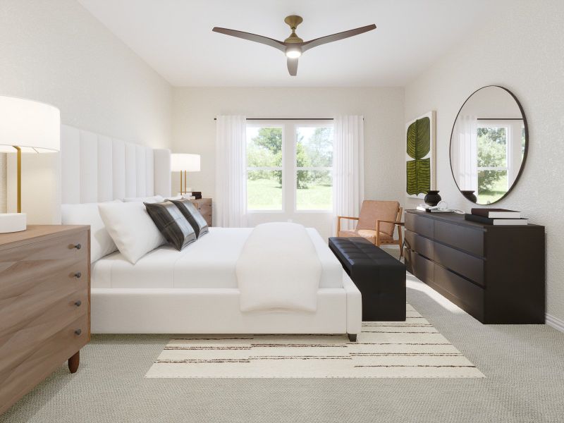 Enjoy the evening in your primary bedroom.