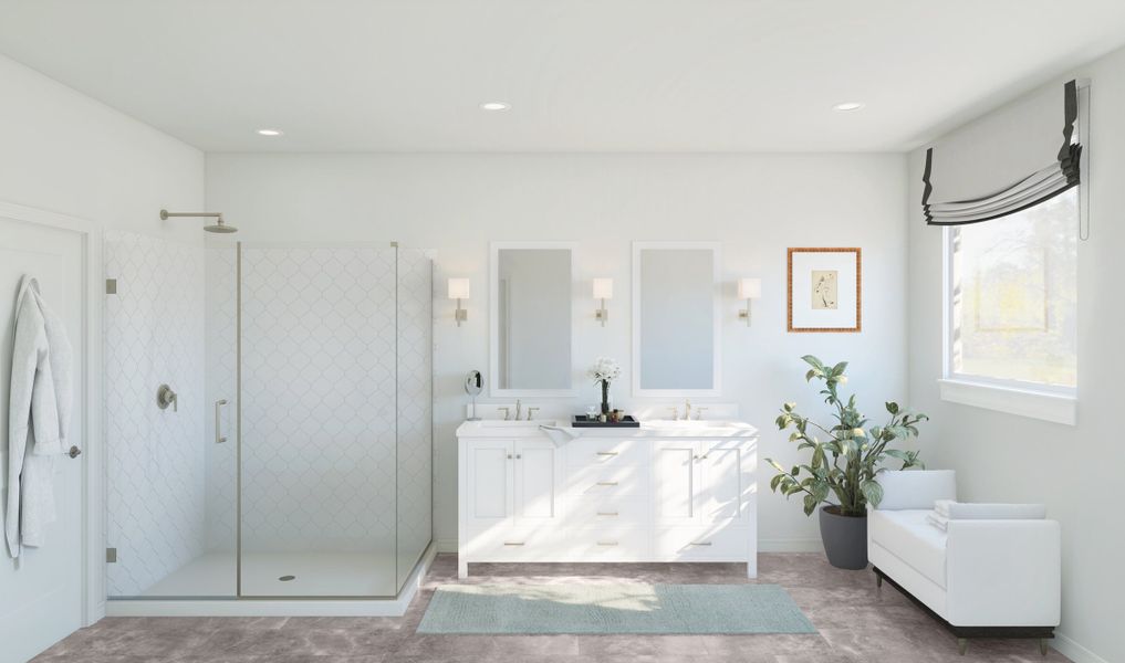 Primary bath with brushed nickel details