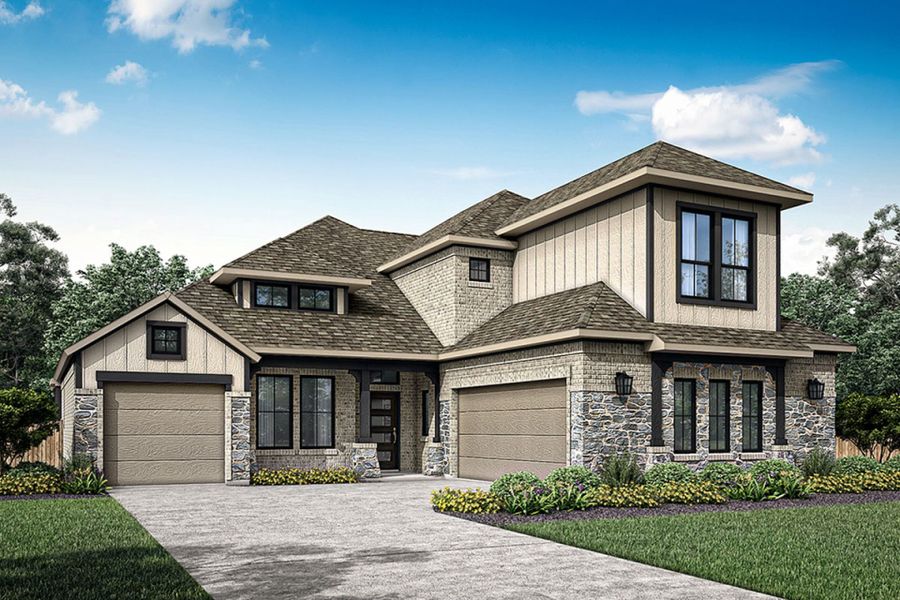 Representative exterior photo of a completed home built from the Driscoll by Pacesetter Homes in Meadow Run, Melissa, TX (Image 18). Representative exterior photo of a completed home built from the Driscoll by Pacesetter Homes in Meadow Run, Melissa, TX (Image 18).