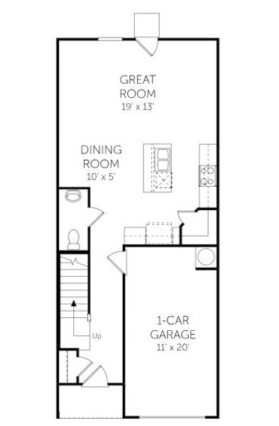 2D floor plan layout for the Arbor - Townhomes by Dream Finders Homes in Townes at Ribbon Walk, Charlotte, NC (Image 4). 2D floor plan layout for the Arbor - Townhomes by Dream Finders Homes in Townes at Ribbon Walk, Charlotte, NC (Image 4).