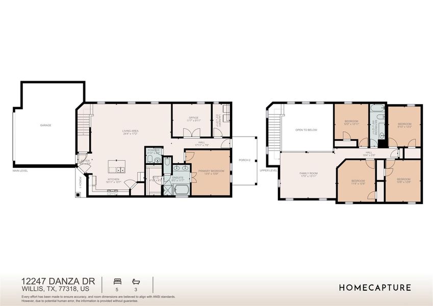 2D floor plan layout of this home in Lexington Heights, Willis, TX (Image 4).
