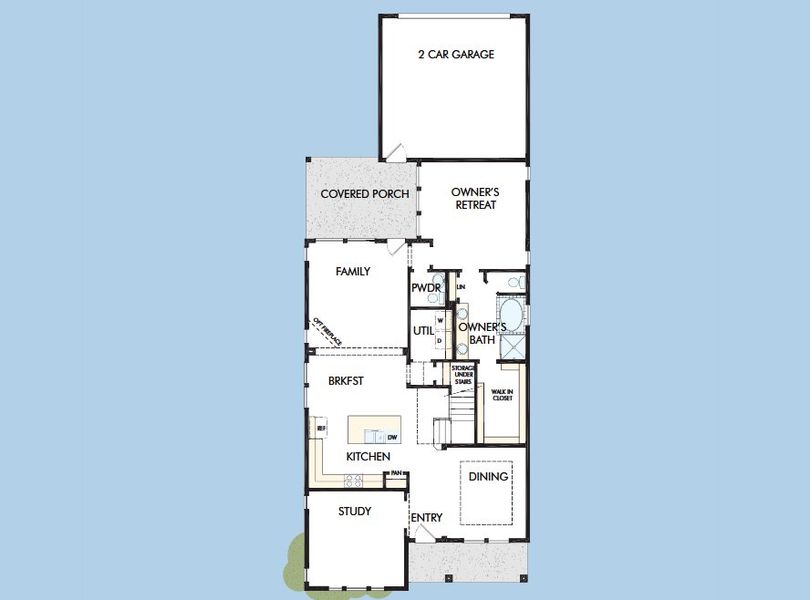 2D floor plan layout for the The Ziegler by David Weekley Homes in Emerald Heights at Bridgeland Central – 42’ Alley, Cypress, TX (Image 4).