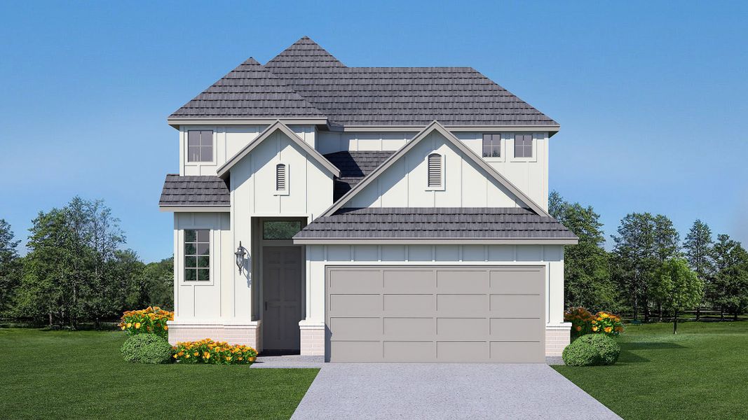 Representative exterior photo of a completed home built from the Emerald by Our Country Homes in The Resort on Eagle Mt. Lake, Saginaw, TX (Image 2). Representative exterior photo of a completed home built from the Emerald by Our Country Homes in The Resort on Eagle Mt. Lake, Saginaw, TX (Image 2).