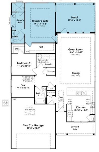 2D floor plan layout of this home in Cresswind at Spring Haven, Newnan, GA (Image 4).