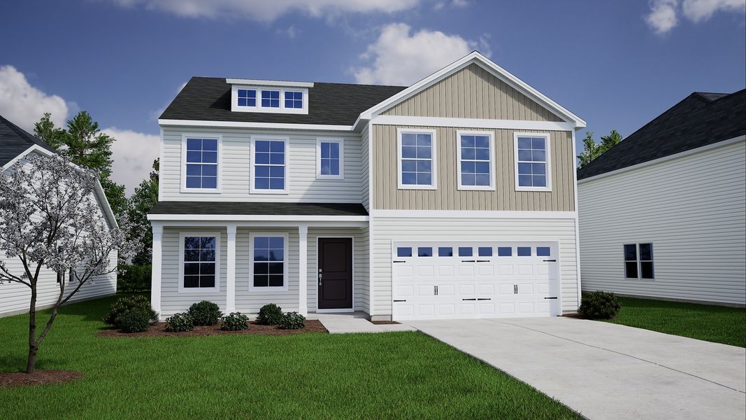 Representative exterior photo of a completed home built from the Wilkinson - Genesis Value Collection by Mungo Homes in Ellington, Elgin, SC (Image 20). Representative exterior photo of a completed home built from the Wilkinson - Genesis Value Collection by Mungo Homes in Ellington, Elgin, SC (Image 20).