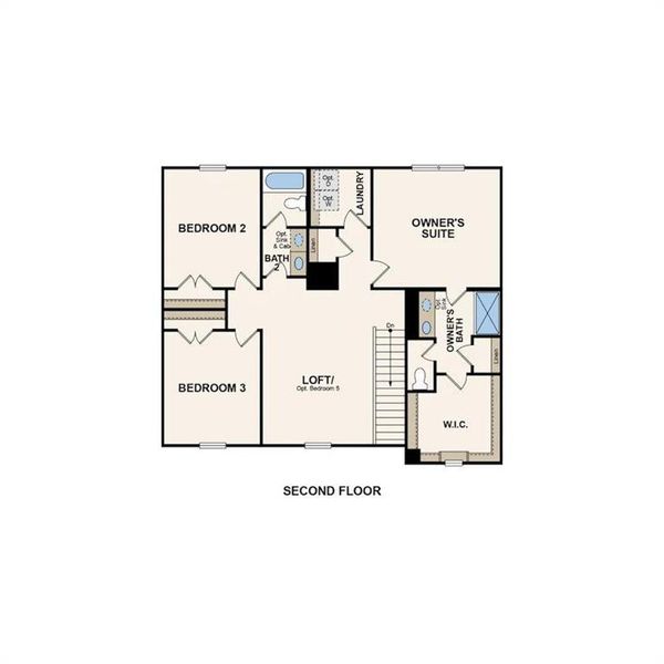 2D floor plan layout of this home in Union Heights, Flowery Branch, GA (Image 3).