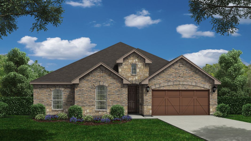 Plan 1681 Elevation A with Stone by American Legend Homes