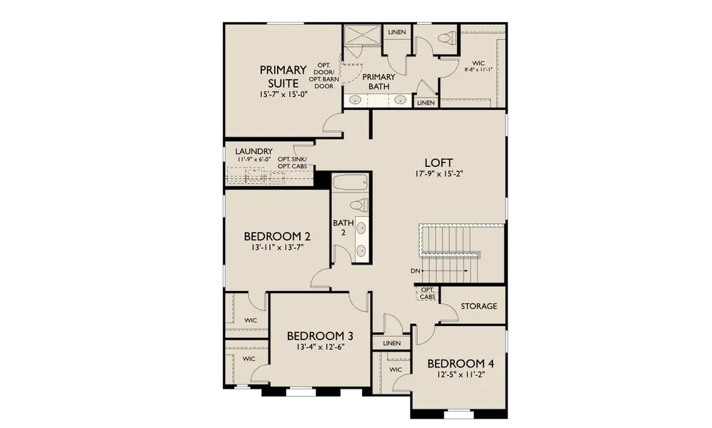 2D floor plan layout for the Daisy by Ashton Woods in Aloravita, Peoria, AZ (Image 5).