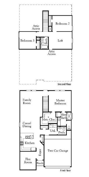 2D floor plan layout of this home in Laurel Landing, Alvin, TX (Image 2).