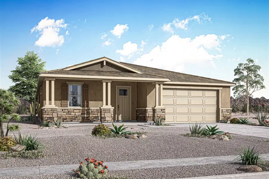 Representative exterior photo of a completed home built from the Pebble by Mattamy Homes in Empire Pointe, Queen Creek, AZ (Image 2). Representative exterior photo of a completed home built from the Pebble by Mattamy Homes in Empire Pointe, Queen Creek, AZ (Image 2).
