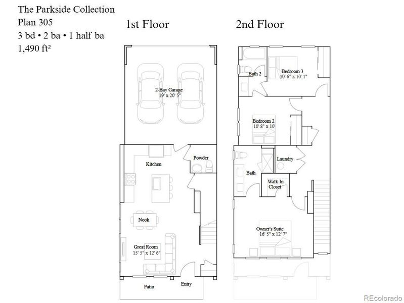 2D floor plan layout of this home in Newlin Crossing, Parker, CO (Image 3).