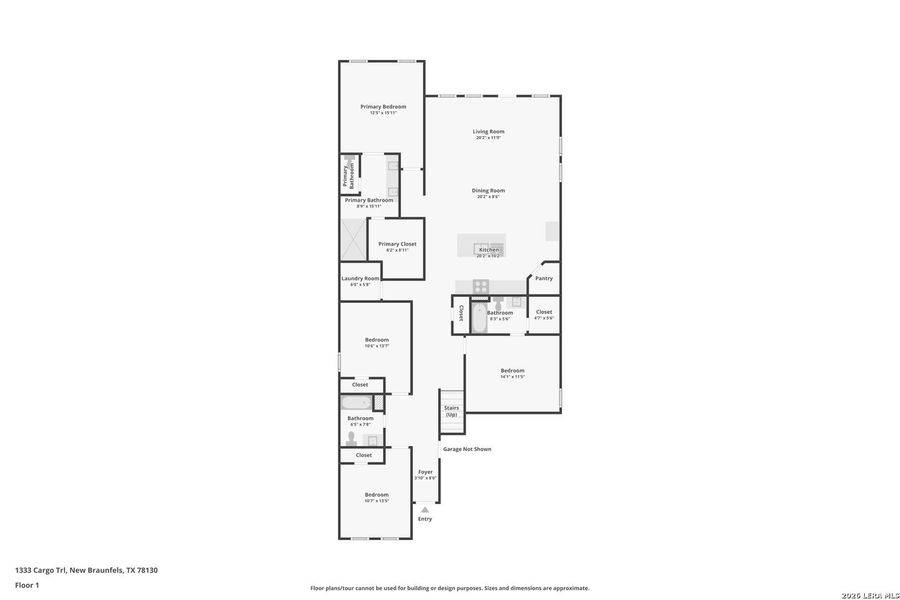 2D floor plan layout of this home in Sky Ranch, New Braunfels, TX (Image 5).
