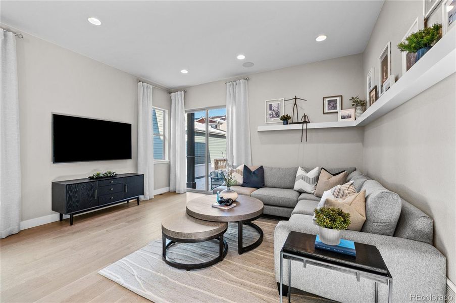 Furnished interior view inside a new home in Painted Prairie, Aurora (Image 7). Furnished interior view inside a new home in Painted Prairie, Aurora (Image 7).