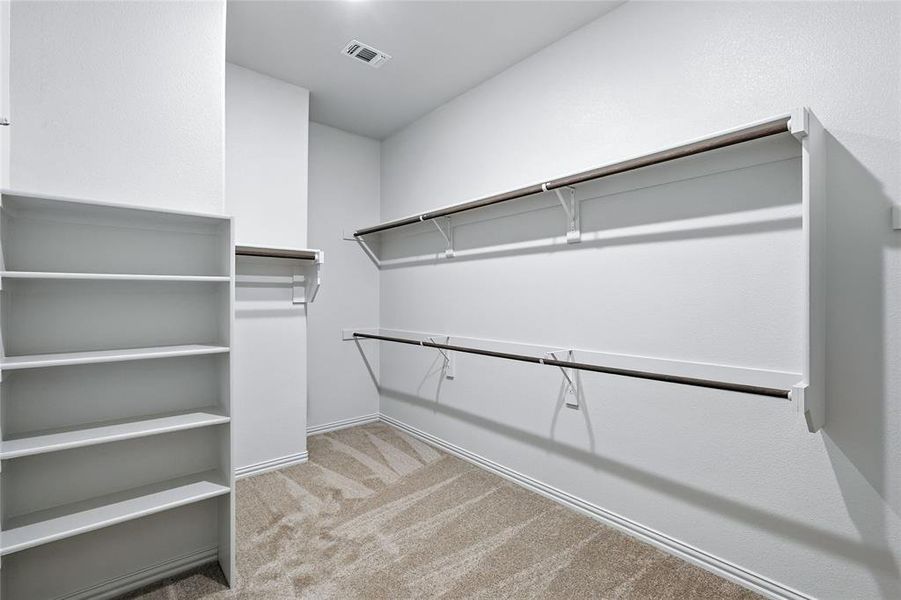 Walk in closet with light carpet Walk in closet with light carpet
