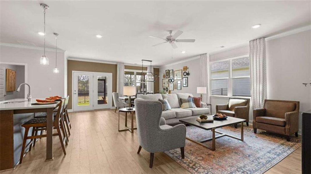 Furnished interior view inside a new home in Oak Ridge Meadows - Active Adult, Locust Grove (Image 30).