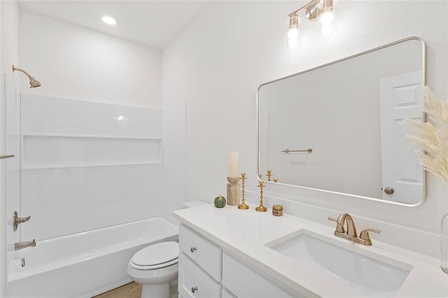 Full bath with washtub / shower combination and vanity Full bath with washtub / shower combination and vanity