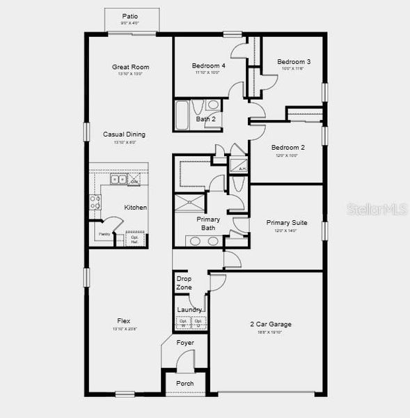 2D floor plan layout of this home in Palm Wind, Hudson, FL (Image 4).