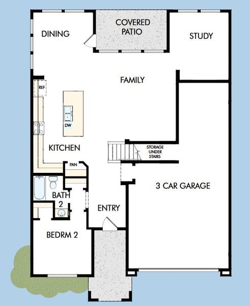2D floor plan layout for the The Tannin by David Weekley Homes in Tavolo at Soleo, San Tan Valley, AZ (Image 3).