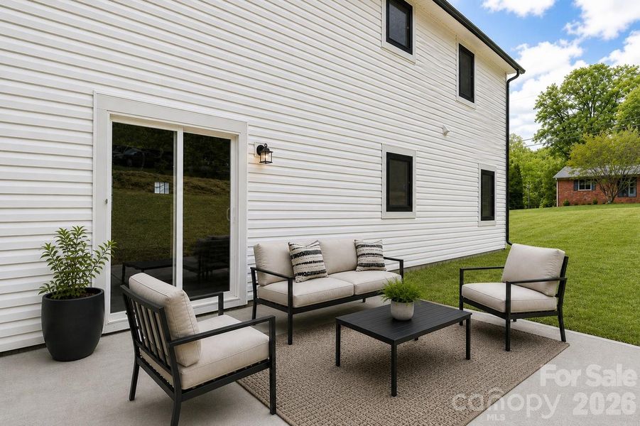 Exterior details and patio area of a home in , Hickory (Image 4).