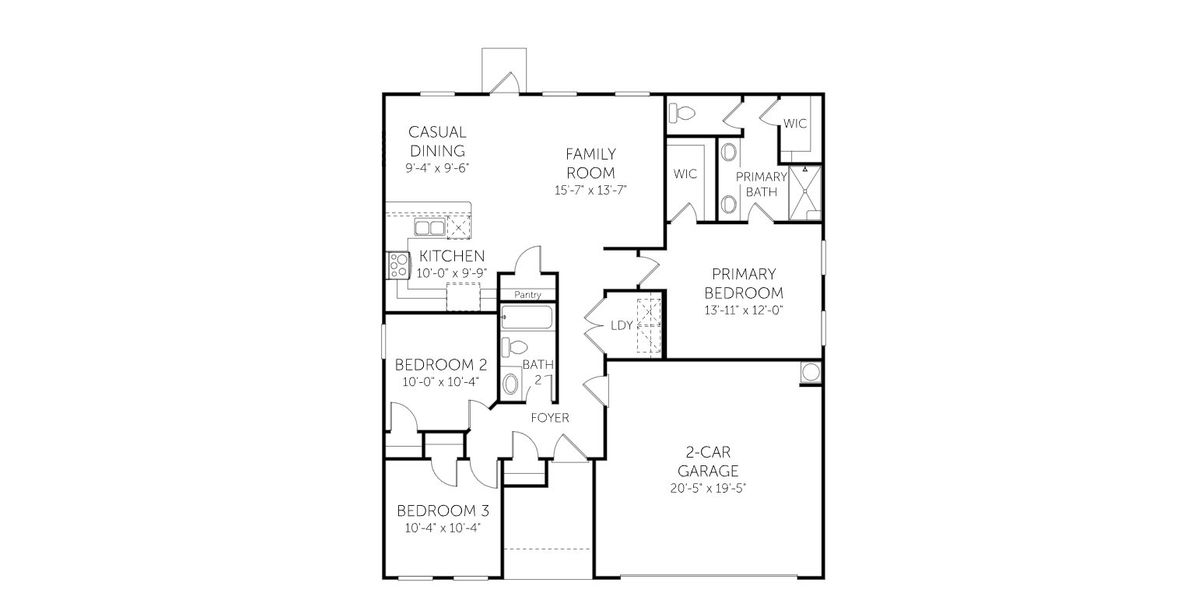2D floor plan layout for the Poplar - 17833 by Dream Finders Homes in Luke's Landing, Castalia, NC (Image 3).