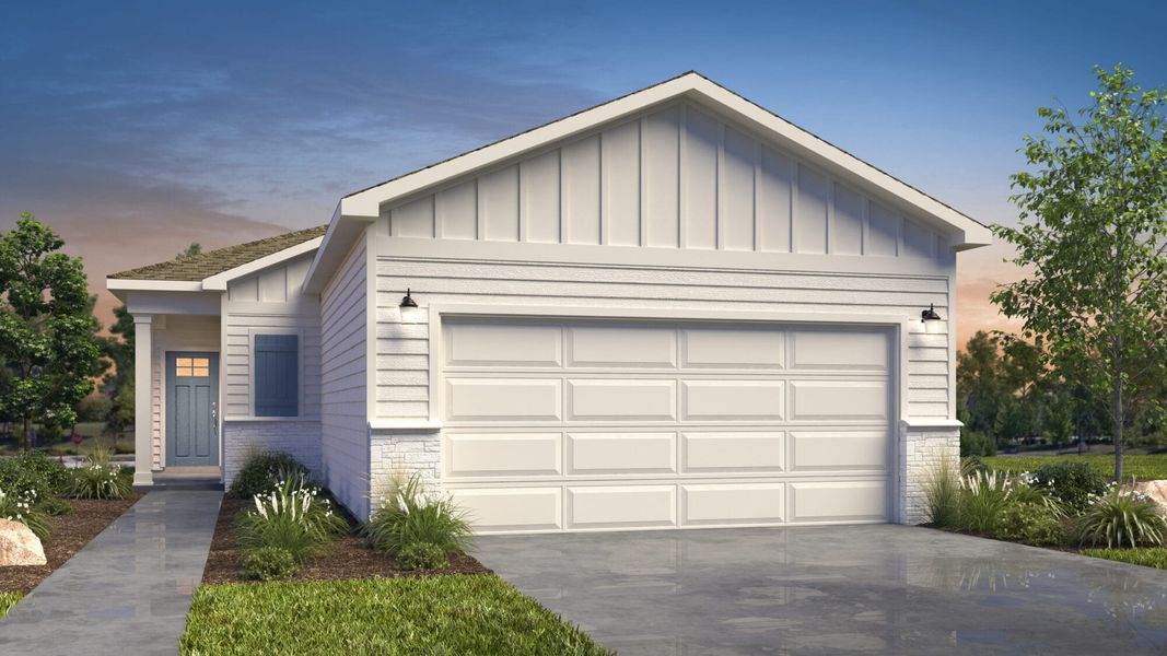 Representative exterior photo of a completed home built from the Coastal by View Homes in Highland Ridge, New Braunfels, TX (Image 2). Representative exterior photo of a completed home built from the Coastal by View Homes in Highland Ridge, New Braunfels, TX (Image 2).