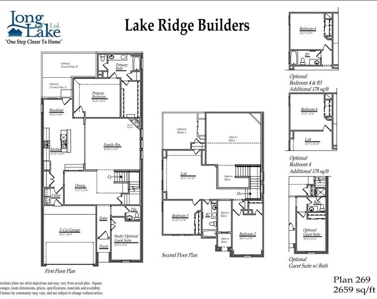 2D floor plan layout for the 269 by Long Lake Ltd. in Sunterra Lakes, Brookshire, TX (Image 3).