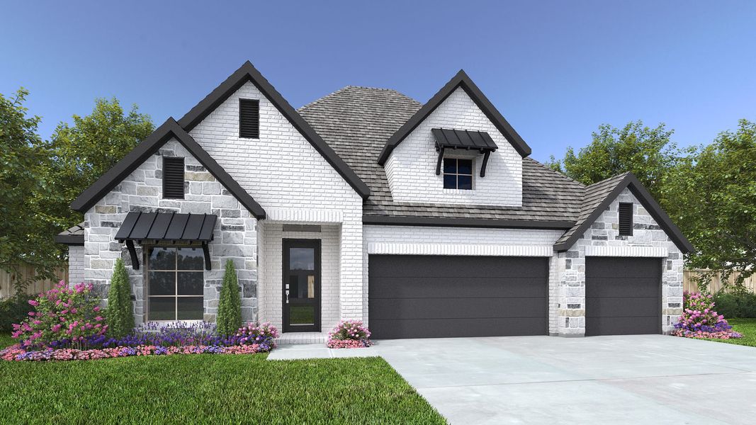 Representative exterior photo of a completed home built from the 2995W by Perry Homes in Mayfair 60', New Braunfels, TX (Image 3).