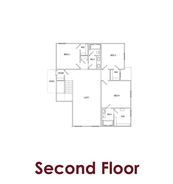 2D floor plan layout of this home in Pinecrest Ridge, Dacula, GA (Image 3).