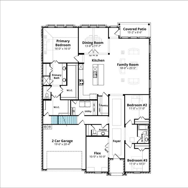 2D floor plan layout for the Richmond by John Houston Homes in Byrum Ranch, Maypearl, TX (Image 9).