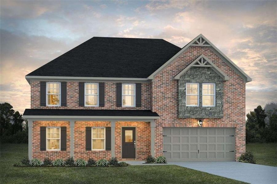 Front exterior of a new home in Fern Dale, Fairburn, GA, highlighting curb appeal (Image 1). Front exterior of a new home in Fern Dale, Fairburn, GA, highlighting curb appeal (Image 1).